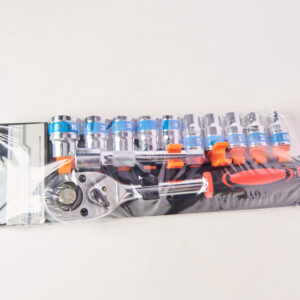 SOCKET SET WITH HDL & EXT (5) - 10mm-24mm (12 PCS /Set)